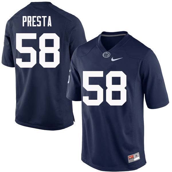 Men #58 Evan Presta Penn State Nittany Lions College Football Jerseys Sale-Navy